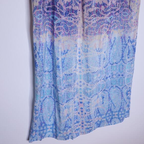 MAEVE Waimea Silk Printed Maxi Skirt Purple Blue High Slit Boho Women's S - Picture 7 of 9